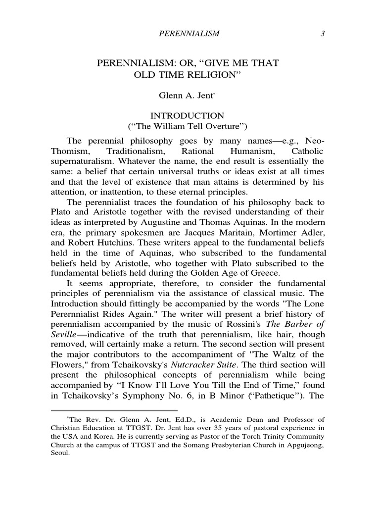 The perennial philosophy set to music a brief exploration of the