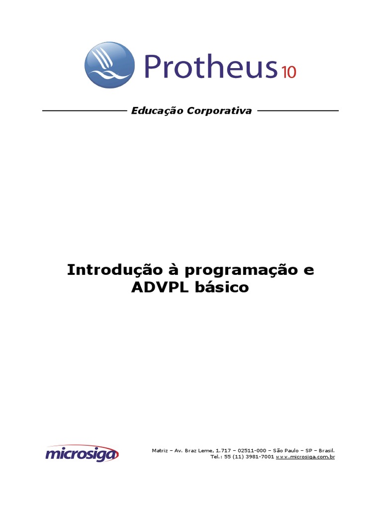 Programaca ADVPL I - P10 | PDF | Algoritmos | Linguagem de programação