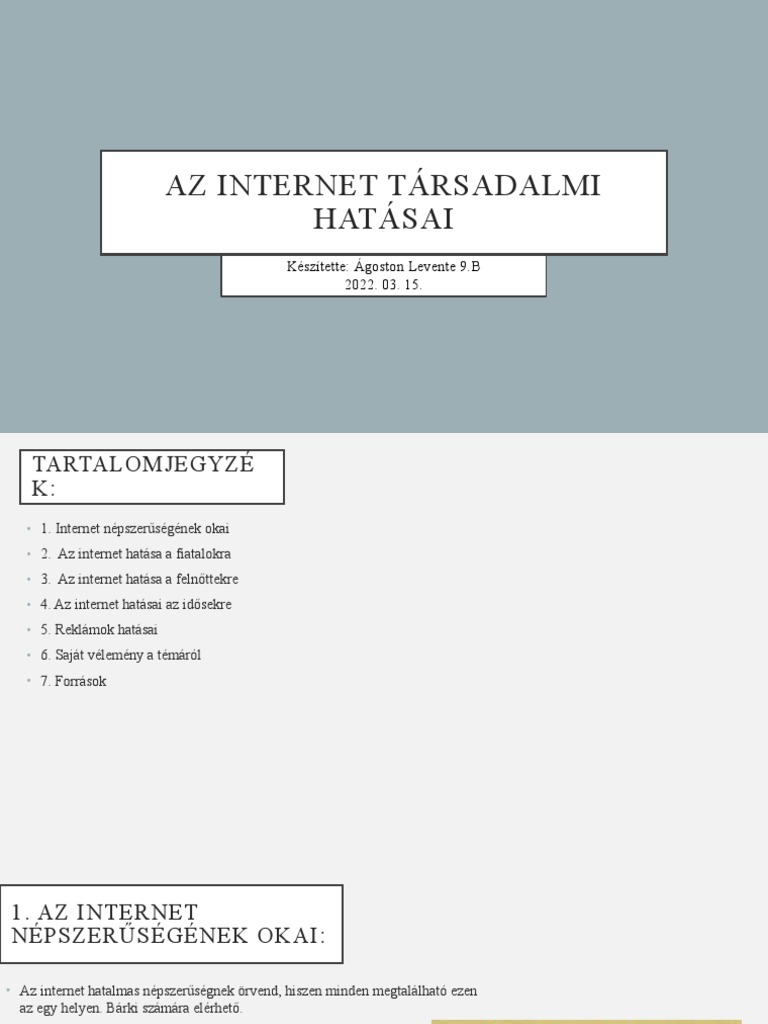 Az Internet Társadalmi Hatásai | PDF