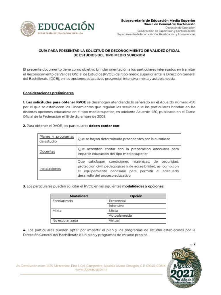 Guía para Solicitar RVOE Bachillerato | PDF | Ciudad de México ...