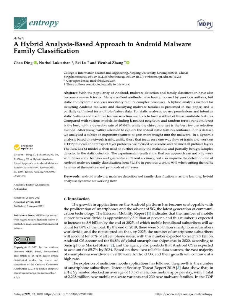 A Hybrid Analysis-Based Approach To Android Malware Family ...