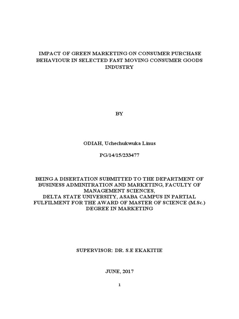 Impact of Green Marketing On Consumer Purchase Behaviour in Selected ...