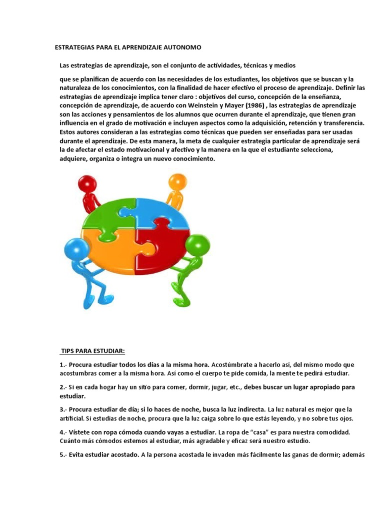 Estrategias para El Aprendizaje Autonomo | PDF | Aprendizaje | Mente