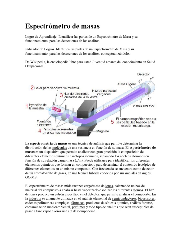 Partes y funcionamiento del espectrómetro de masas | PDF ...
