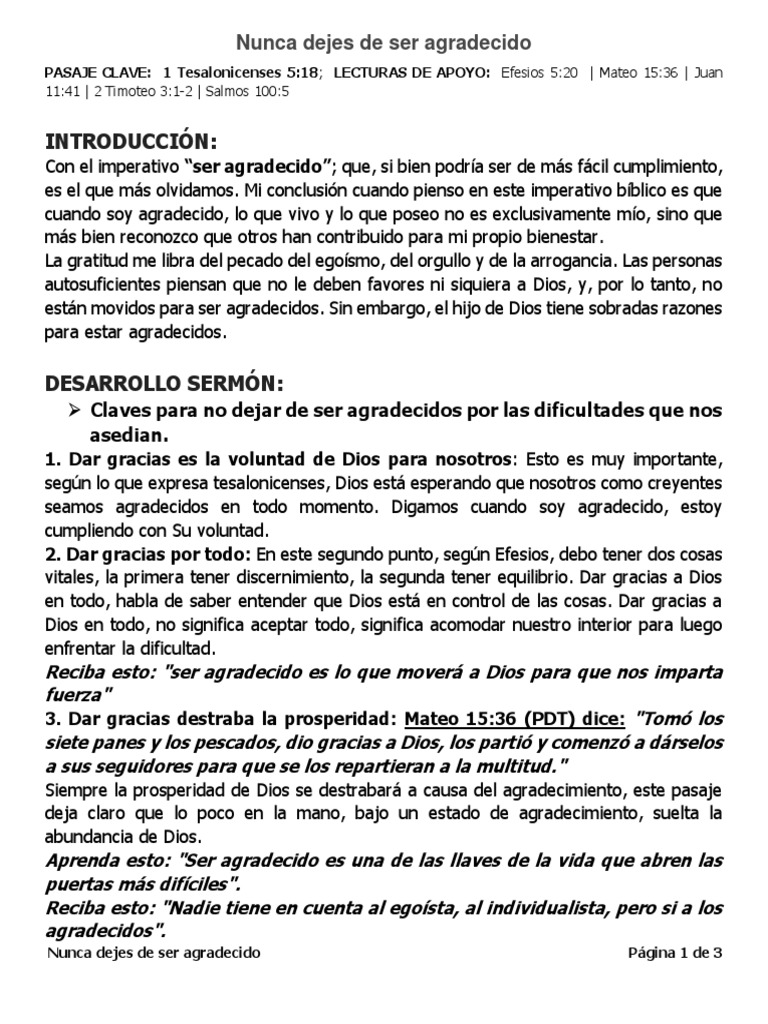 La importancia de ser agradecido a Dios | PDF | Salmos | Dios