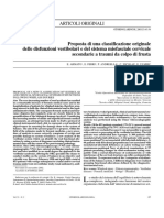 Proposta Di Una Classificazione Originale Delle Disfunzioni Vestibolari e Del Sistema Miofasciale Cervicale Secondarie A Traumi Da Colpo Di Frusta