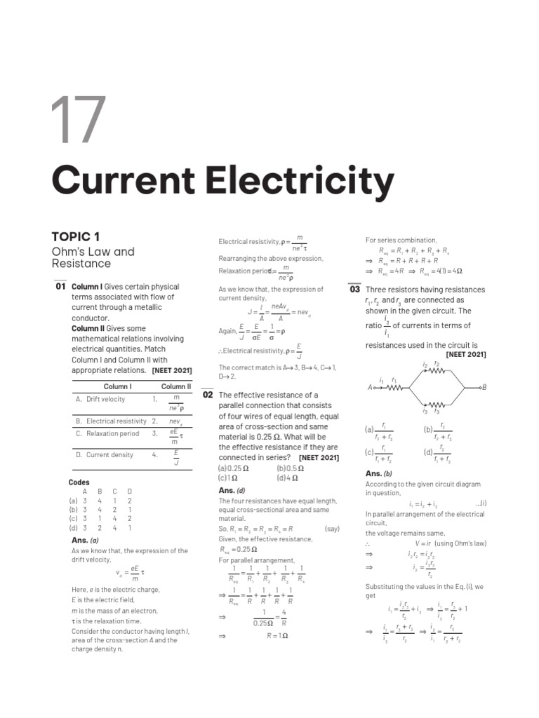 Current Electricity | PDF | Electrical Resistance And Conductance ...