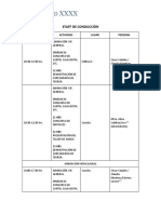 Horarios y actividades del staff de la Universidad XXXX