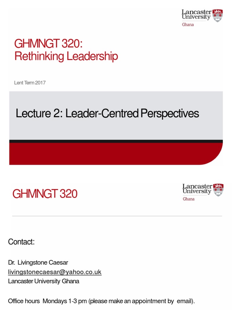 Lecture 2 Leader Centred Perspectives Pdf Charisma