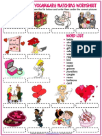 Valentines Day Vocabulary Esl Matching Exercise Worksheet For Kids