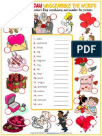 Valentines Day Vocabulary Esl Unscramble The Words Worksheet For Kids