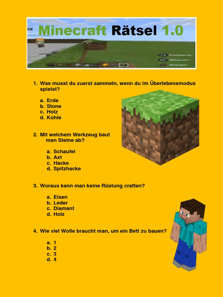 Minecraft Rätsel Ideen | Wie gut kennst du Minecraft? Finde es heraus ...