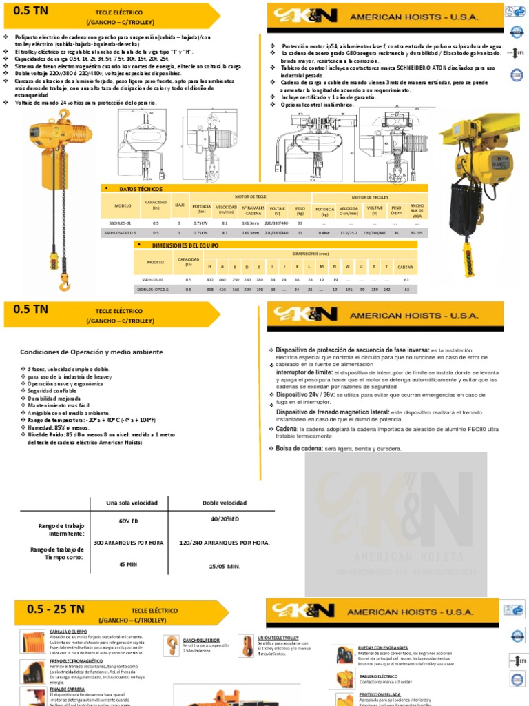 Ficha Técnica de Trolley Eléctrico 0.5t PDF Ingenieria Eléctrica