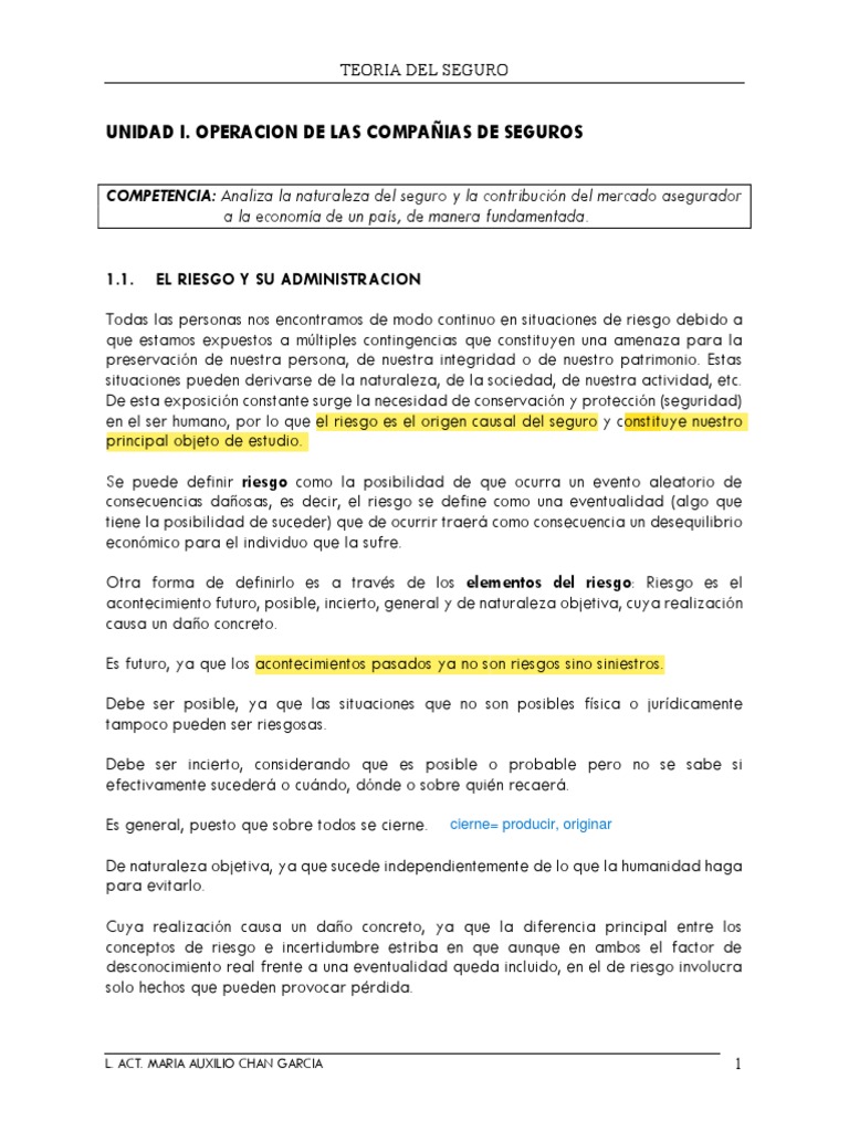 Teoría del Seguro y Administración de Riesgos | PDF | Seguro | Póliza ...