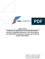 Estudios de Condiciones de Competencia en El Mercado Transporte de La República Dominicana