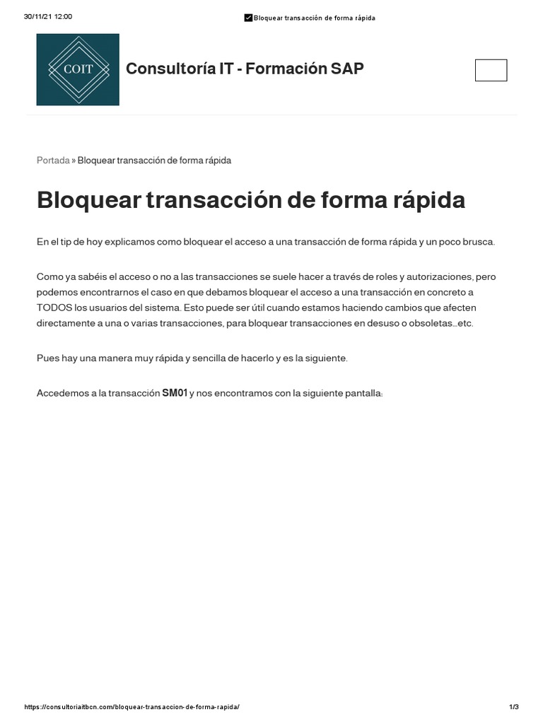Bloquear Transacción de Forma Rápida | PDF