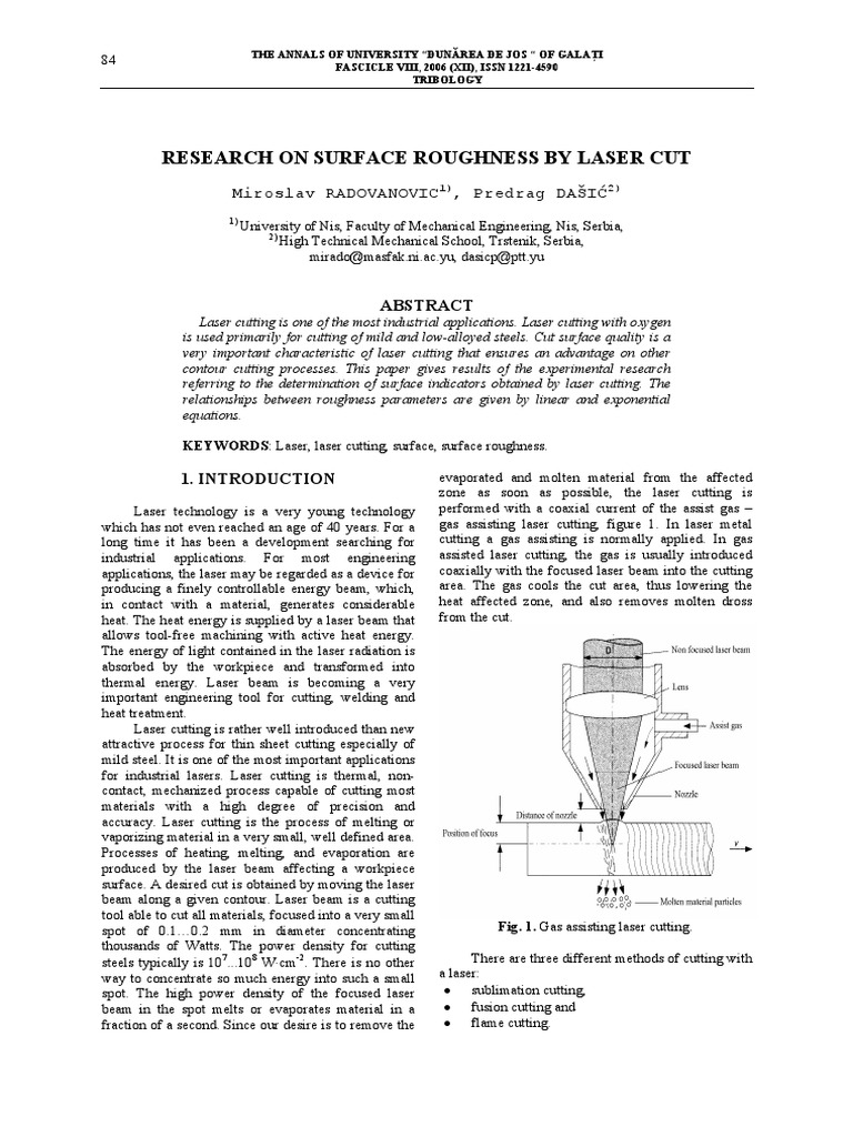 Laser Cutting Surface Analysis | PDF | Stainless Steel | Steel