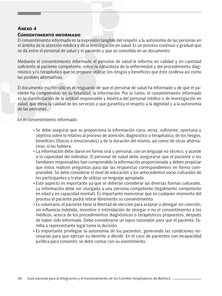 Consentimiento Informado. Anexo 4 | PDF | Consentimiento informado ...