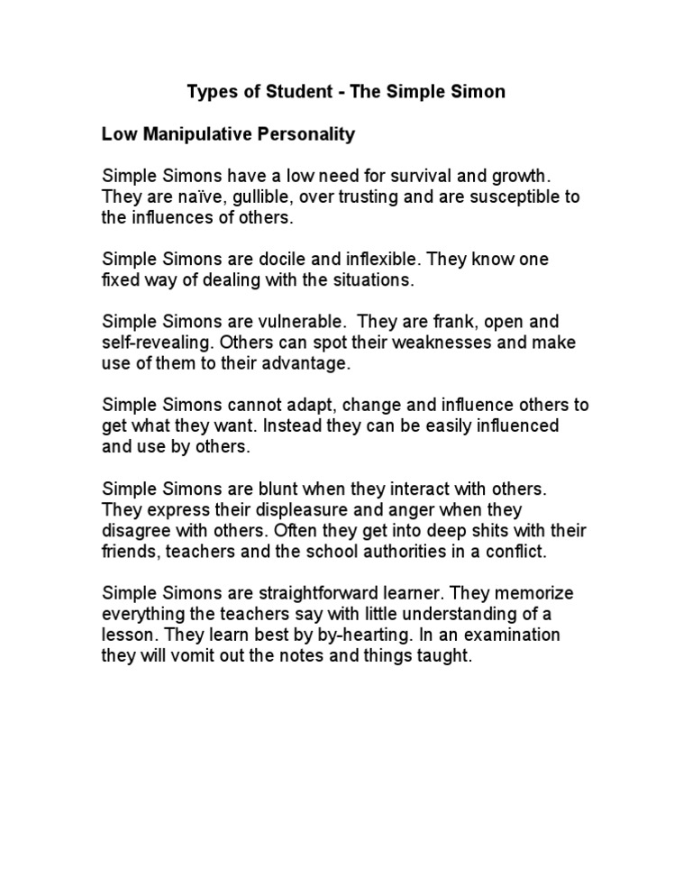 Understanding Simple Simon Students | PDF | Career & Growth | Self ...