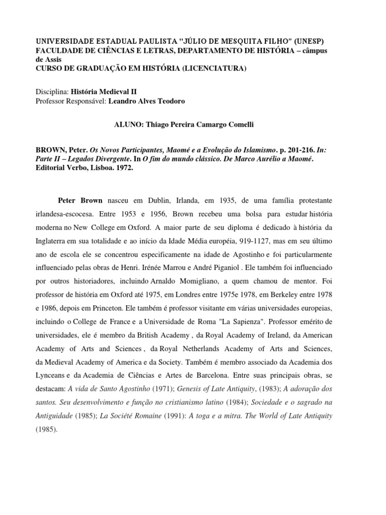fichamento-peter-brown-o-fim-do-mundo-cl-ssico-de-marco-aur-lio-a