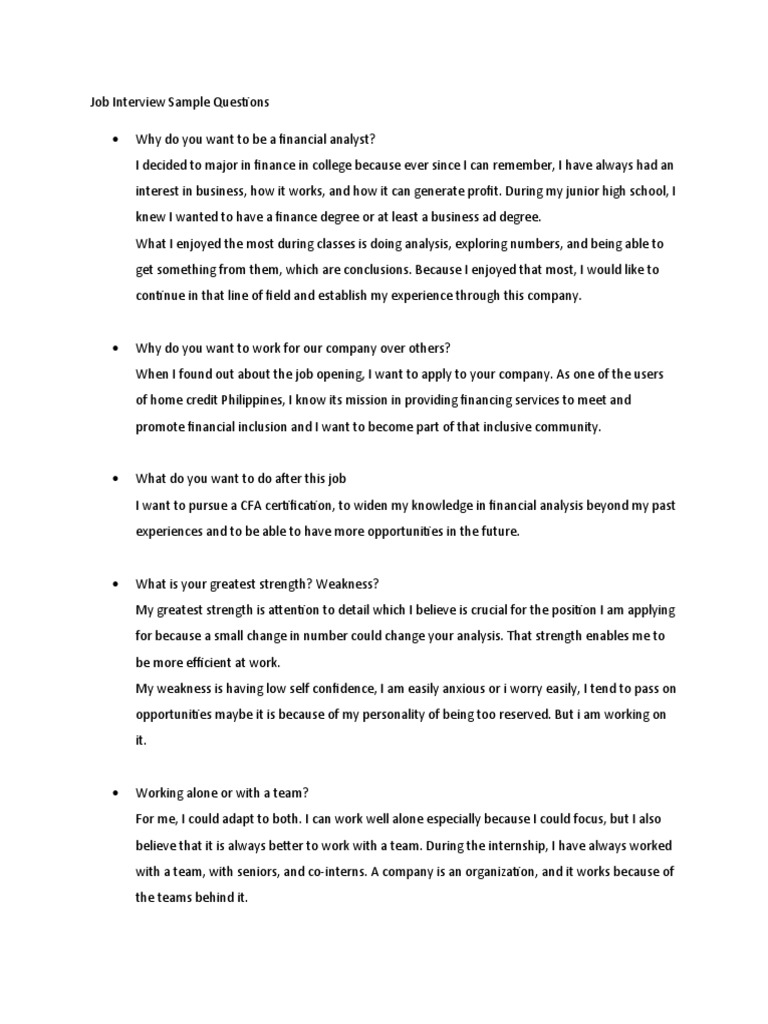 Job Interview Sample Questions | Download Free PDF | Job Interview ...