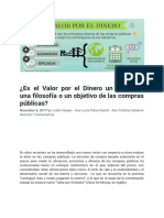 ¿Es El Valor Por El Dinero Un Principio, Una Filosofía o Un Objetivo de Las Compras Públicas