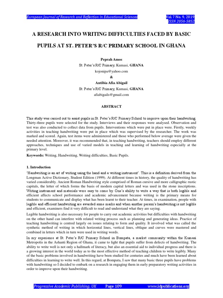 Analysis of writing difficulties and interventions for improving