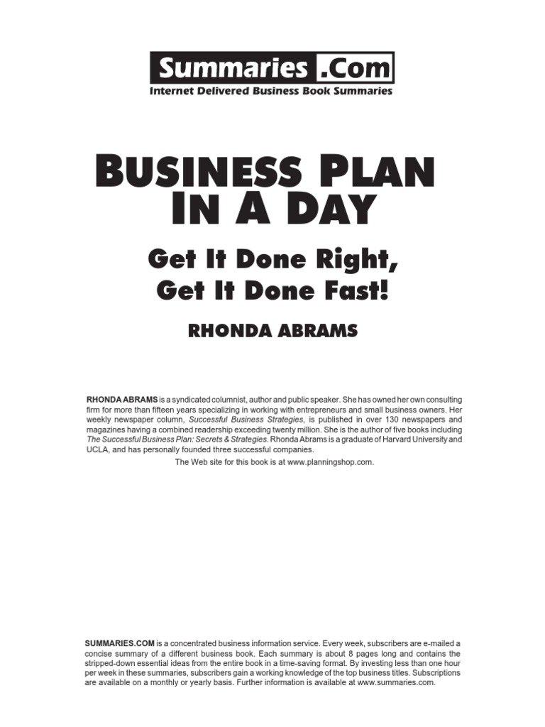 business plan in a day pdf