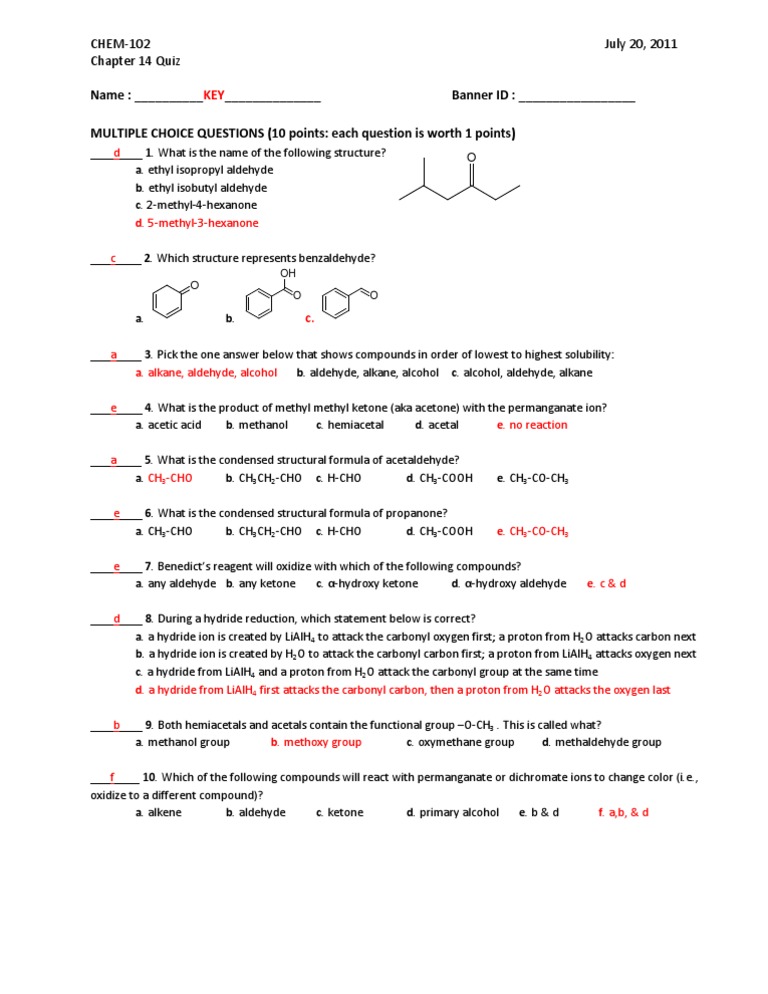 Key Quiz Ch14 | PDF