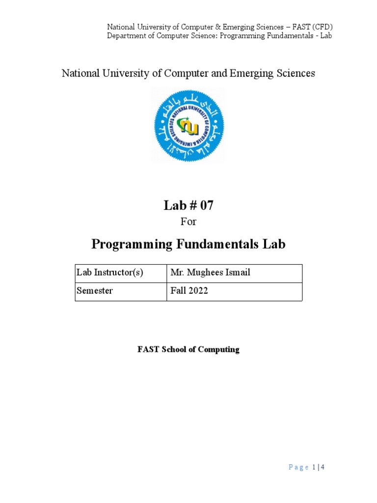 Lab 07-Manual - 1 | PDF | Computer Program | Programming
