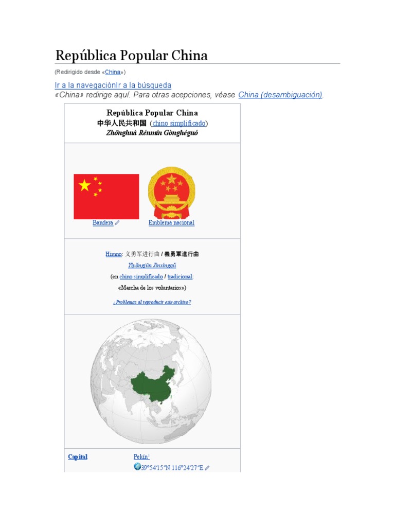 República Popular China PDF China Política mundial