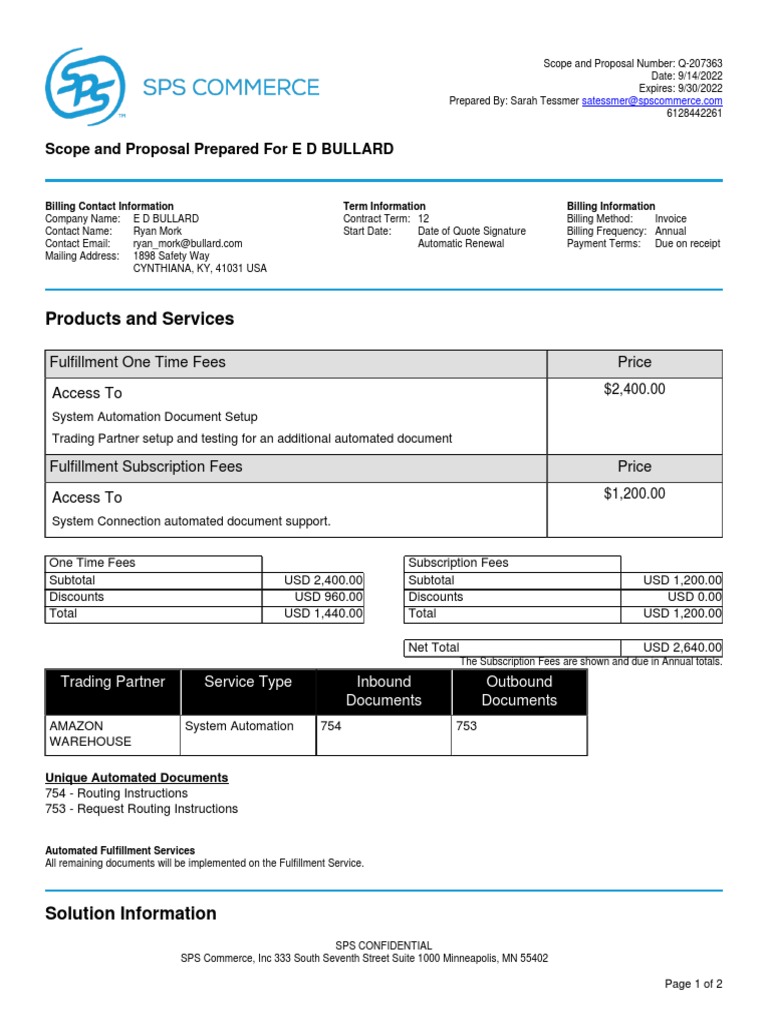 EDI 753/754 Fulfillment Proposal | PDF | Payments | Fee