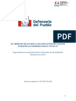 Informe de Adjuntia 5 2022 DP AAE Derecho de Acceso A Educacion de Calidad Durante La Pandemia