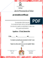 Certificado Presentacion de Nino en Iglesia Del Nazareno