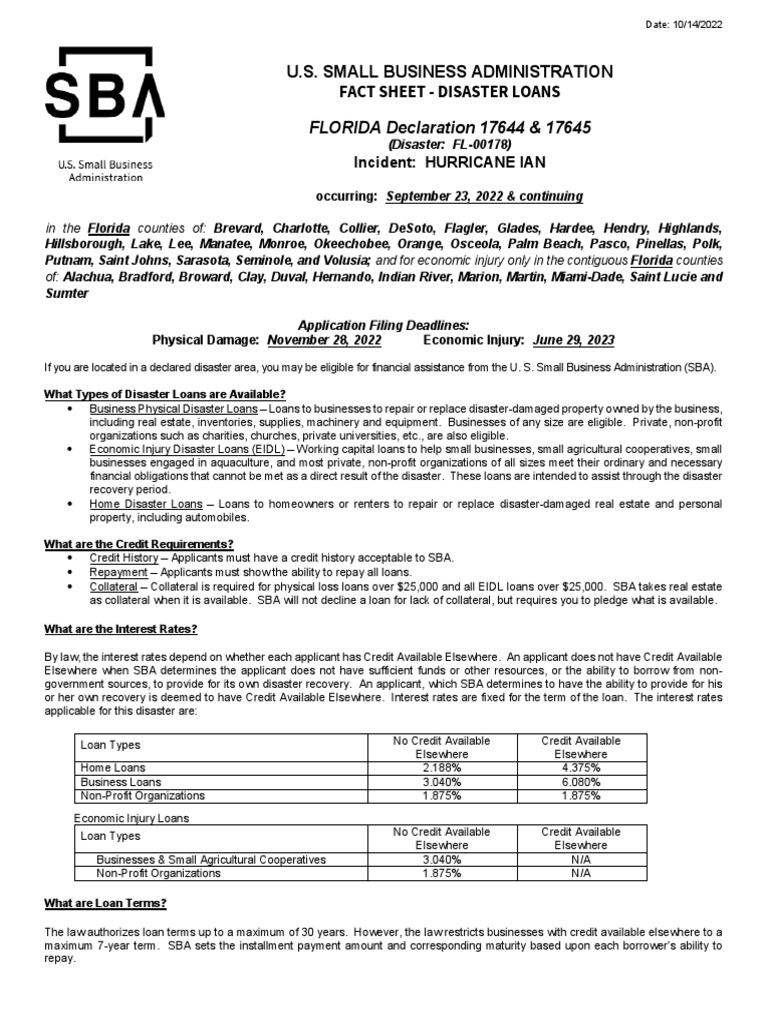 SBA Fact Sheet PDF Finance & Money Management Credit