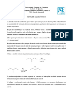 Lista de exercícios de química orgânica I sobre estereoquímica