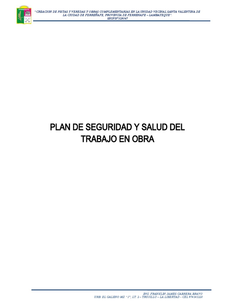 Plan de Seguridad en Obra Rfo | PDF | Valores | Business