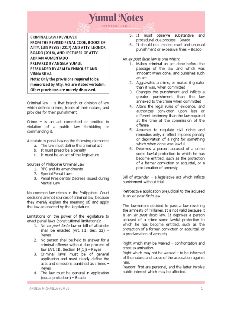 Philippine Criminal Law Overview | PDF | Crimes | Crime & Violence