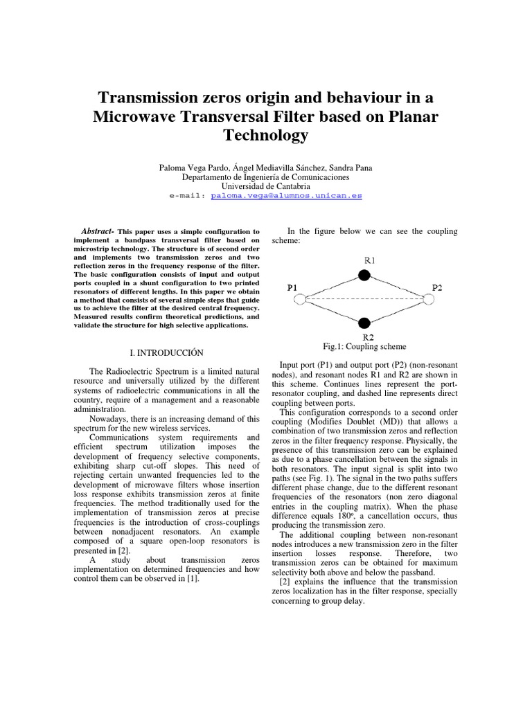 Transmission Zeros Origin and Behaviour in A Microwave Transversal