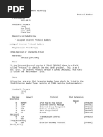 Network Protocol Numbers IANA