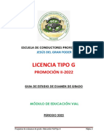 Banco de Preguntas para Exámenes de Grado Licencia Tipo G Educación Vial