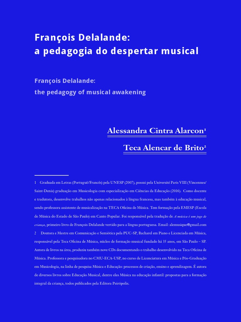 Francois Delalande A Pedagogia Do Desper | PDF | Pedagogia | Música ...