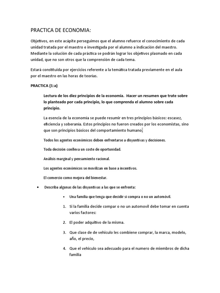 Práctica de Economía: Principios y Decisiones | PDF | Inflación | Costo ...