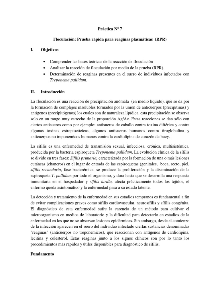 Prctica N 7. Prueba de RPR y PCR | PDF | Proteína C-reactiva ...