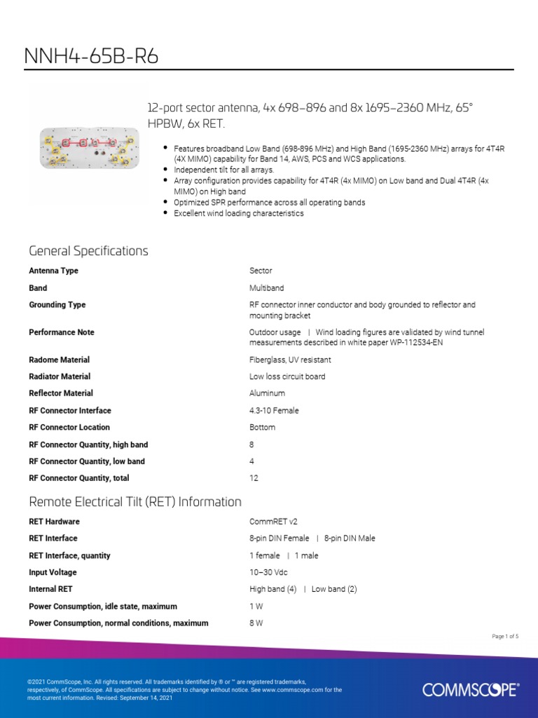 Nnh4-65B-R6: 12-Port Sector Antenna, 4X 698-896 and 8X 1695-2360 MHZ ...