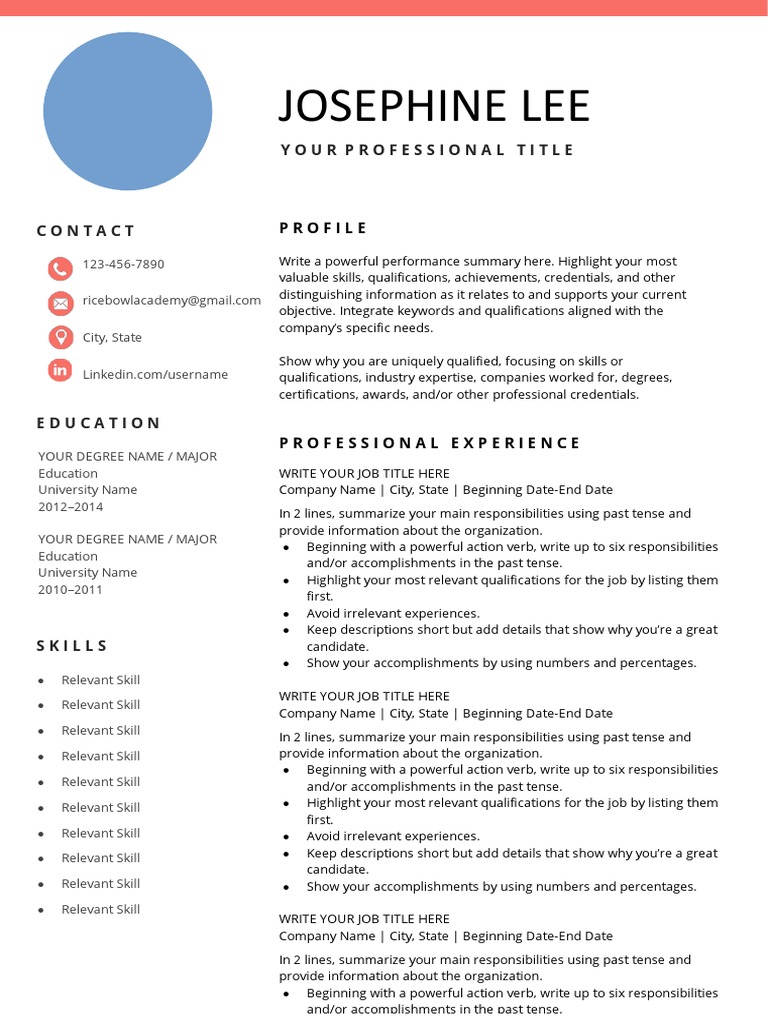 Ricebowl Academy Resume Template 03 PDF