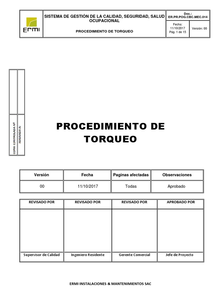 7.1.14. ER - PR.POG - CBC.MEC.014 Procedimiento de Torqueo | PDF ...