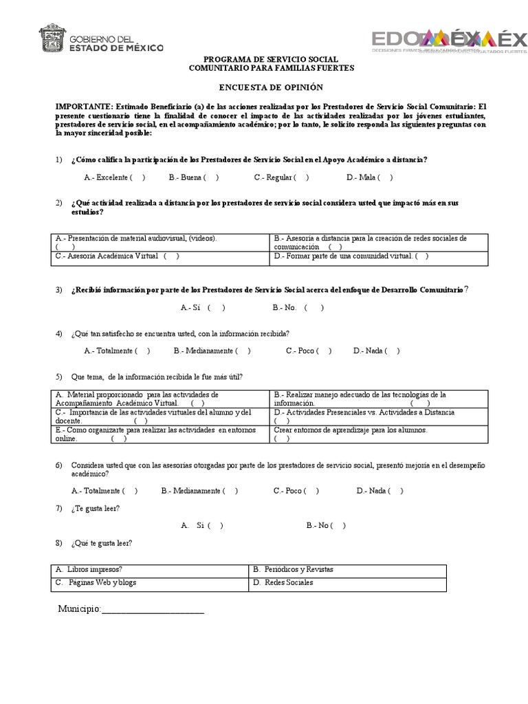 Encuesta de Opinion | Descargar gratis PDF | Aprendizaje | Comunicación 