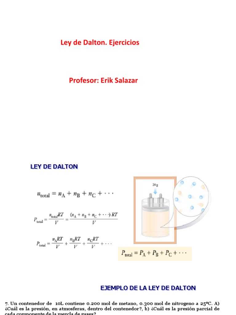 Ejercicios Ley de Dalton | PDF | Gases | Mole (Unidad)