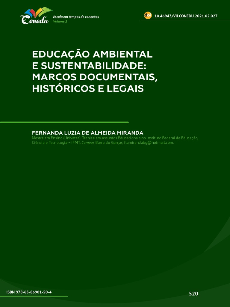 Historico Dir. Ambiental e Educacao Ambiental | PDF | Sustentabilidade ...